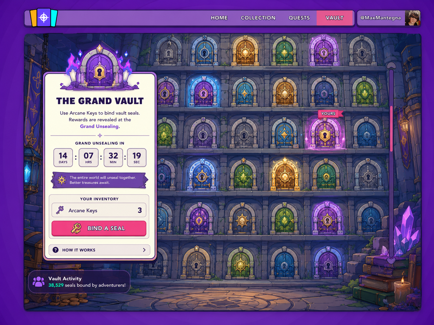 Grand Vault main screen concept