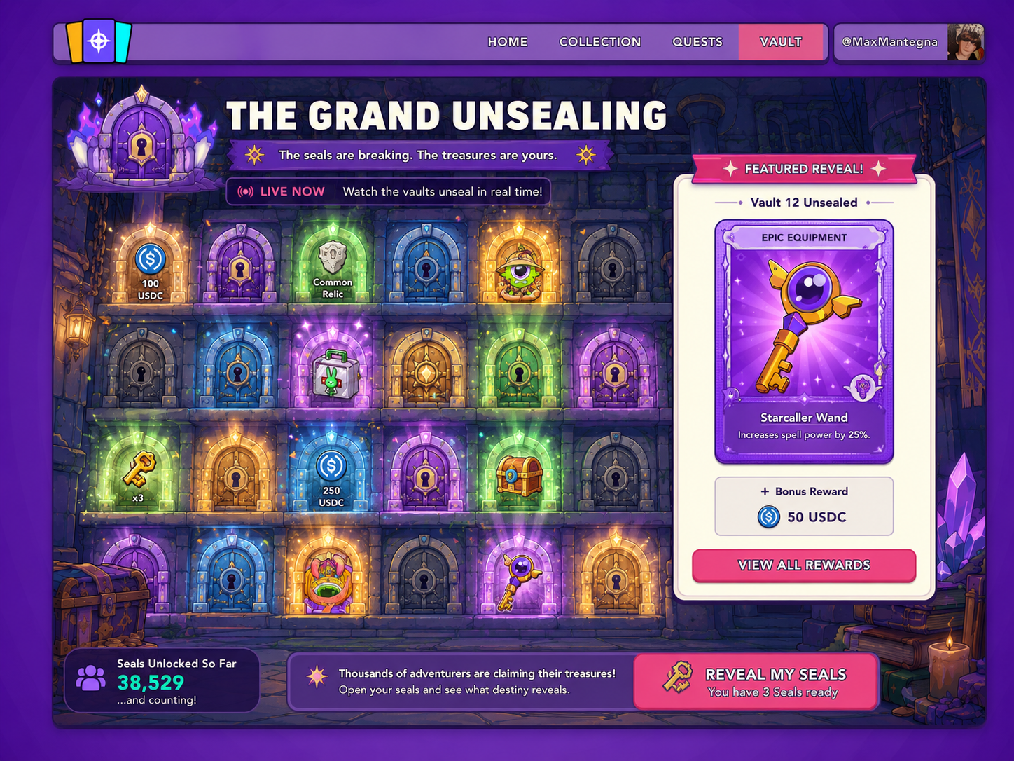 Grand Unsealing live reveal concept